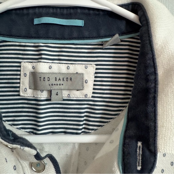 White and Black Patterned Polo Shirt - Picture 3 of 9